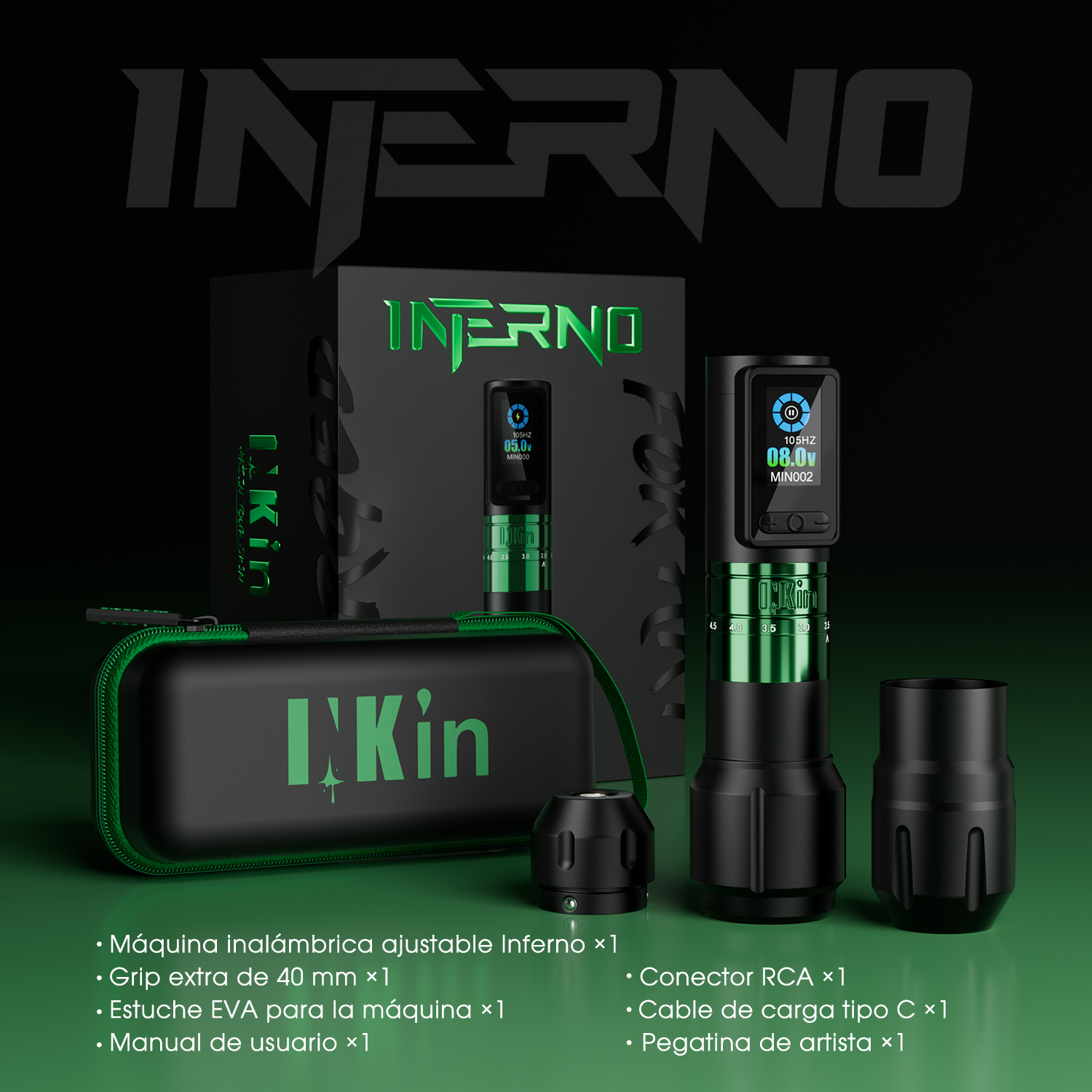 Inferno （2.0mm-4.5mm）Wireless Tattoo Machine Adjustable Stroke - EZ TATTOO SUPPLY
