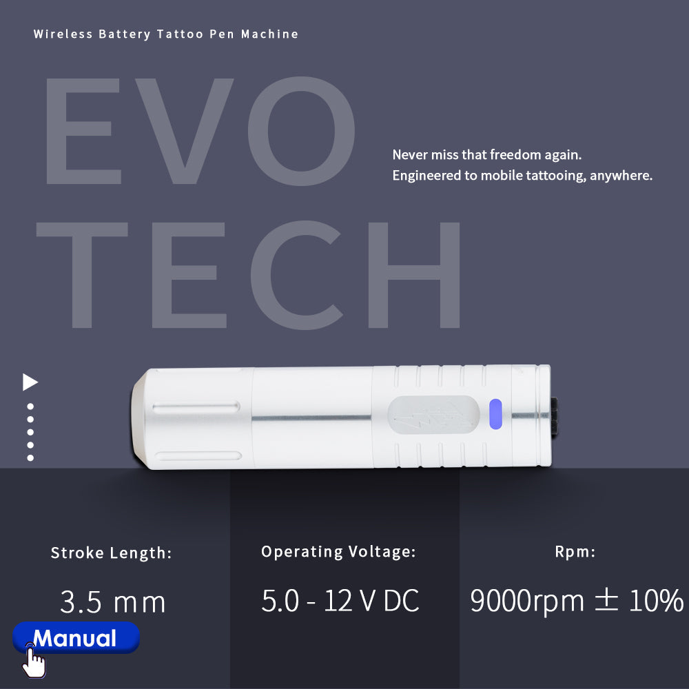 EZ EvoTech Wireless Battery Tattoo Pen Machine - EZ TATTOO SUPPLY