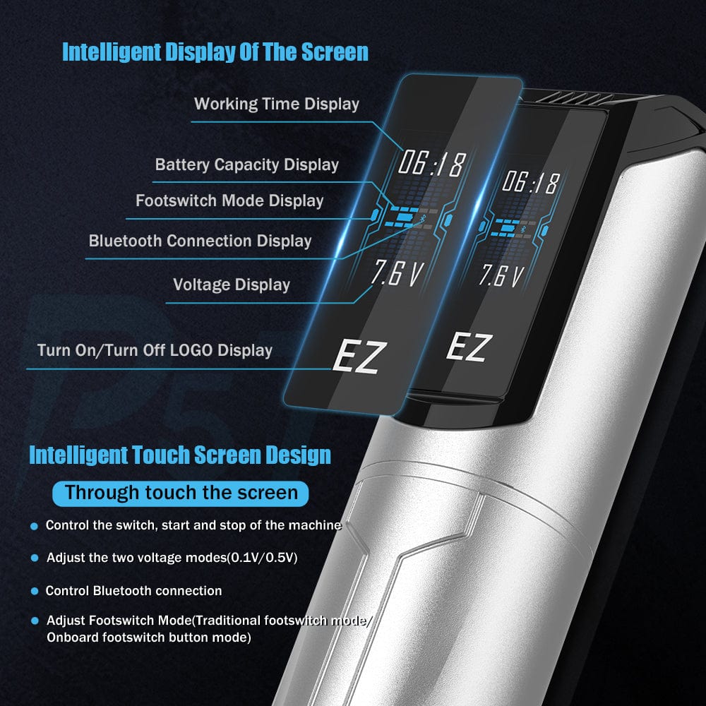 (COMING SOON)EZ P5 Touchscreen footswitch Bluetooth Wireless Battery Tattoo Pen Machine - EZ TATTOO SUPPLY